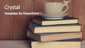  Presentation with blank note book and wooden - Audience pleasing presentation theme consisting of law template - pile of books with cup backdrop and a tawny brown colored foreground
