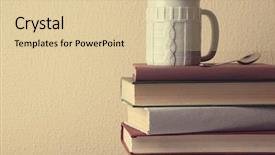  Presentation with hot and cold coffee cup - Cool new presentation theme with law template - pile of books with cup backdrop and a lemonade colored foreground