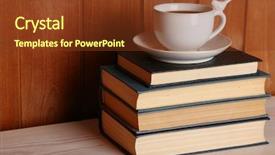  Presentation with law books - Slides enhanced with law template - pile of books with cup background and a  colored foreground