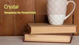  Presentation with law books - Beautiful PPT theme featuring law template - pile of books with cup backdrop and a  colored foreground