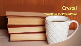  Presentation with blank note book and wooden - Slides consisting of law template - pile of books with cup background and a  colored foreground