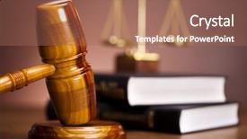  Presentation with mallet - PPT theme enhanced with law theme mallet of judge background and a coral colored foreground
