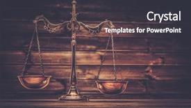  Presentation with wooden - Audience pleasing presentation theme consisting of brass scales over wooden background backdrop and a dark gray colored foreground