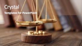  Presentation with balance - Slides featuring golden balance scales on wooden background and a tawny brown colored foreground