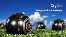 Presentation with bowling - Audience pleasing PPT layouts consisting of lawn - close up of bowling balls backdrop and a ocean colored foreground