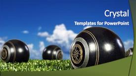  Presentation with bowling - Presentation design enhanced with lawn - close up of bowling balls background and a ocean colored foreground
