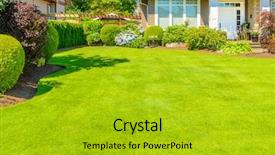  Presentation with luxury house - Theme with lawn - fragment of luxury house background and a gold colored foreground