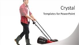  Presentation with lens flare on white - Presentation theme consisting of lawn - full length profile shot background and a white colored foreground