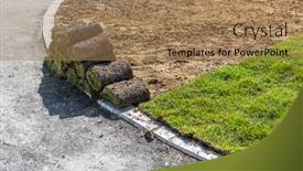  Presentation with stage - Theme having lawn-at-the-planting-stage background and a coral colored foreground