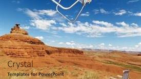  Presentation with landscape desert - Slides featuring lawn chair thrown in midair in scenic desert landscape with land formation background and a gold colored foreground
