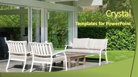  Presentation with veranda - Cool new theme with lawn furniture - modern house outdoors beautiful veranda backdrop and a tawny brown colored foreground