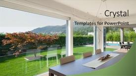  Presentation with luxury house - PPT layouts enhanced with lawn furniture - wide open space of luxury background and a soft green colored foreground