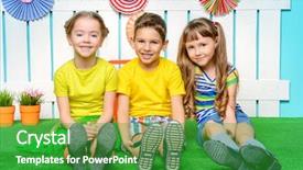  Presentation with green fashion - Presentation design featuring lawn in a summer garden background and a  colored foreground