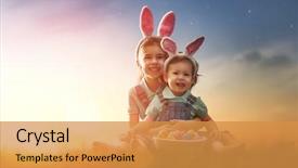  Presentation with law of kids - Colorful slide deck enhanced with lawn kids with easter backdrop and a gold colored foreground