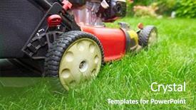  Presentation with green lawn - Audience pleasing slides consisting of lawn mower cutting green grass backdrop and a tawny brown colored foreground