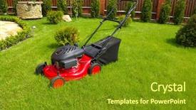  Presentation with garden - Slide deck consisting of lawn mower in the garden background and a tawny brown colored foreground