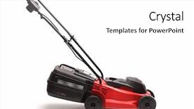  Presentation with background - Cool new presentation with lawn mower isolated on white backdrop and a white colored foreground