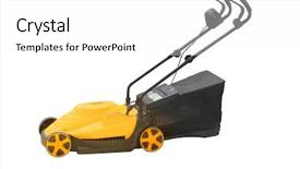  Presentation with background - Colorful presentation theme enhanced with lawn-mower isolated backdrop and a white colored foreground