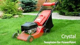  Presentation with green gram - Amazing presentation theme having lawn mowers - lawnmower standing on green grass backdrop and a tawny brown colored foreground