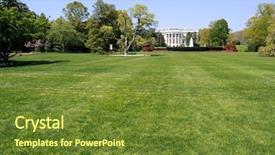  Presentation with green lawn - PPT theme consisting of lawn of the white house background and a tawny brown colored foreground