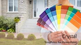  Presentation with bold colors - Slides consisting of lawn service - woman with painting colors background and a  colored foreground