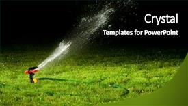  Presentation with water irrigation - Beautiful PPT theme featuring lawn sprinkler spraying water backdrop and a black colored foreground