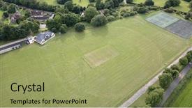  Presentation with english - PPT layouts having aerial photo rural english village background and a mint green colored foreground