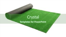  Presentation with green grass artificial top - Cool new theme with artificial rolled green grass isolated backdrop and a forest green colored foreground