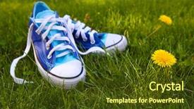  Presentation with tennis shoes - Colorful PPT layouts enhanced with tennis shoes - blue sneakers outside backdrop and a tawny brown colored foreground