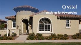  Presentation with new home - Slide set enhanced with lawncare - attractive new home exterior background and a ocean colored foreground