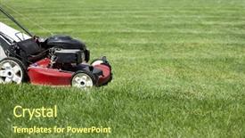  Presentation with green lawn - Amazing theme having lawncare - mowing the lawn backdrop and a tawny brown colored foreground