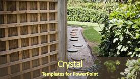  Presentation with stepping stones - Audience pleasing PPT layouts consisting of lawncare - path of circular stepping stones backdrop and a tawny brown colored foreground