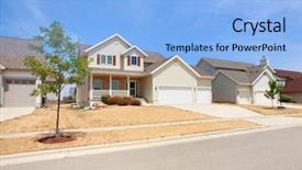  Presentation with drought - PPT theme having lawncare - suburban lawn during drought background and a light blue colored foreground