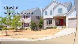  Presentation with drought - PPT theme with lawncare - suburban lawns during drought background and a light blue colored foreground