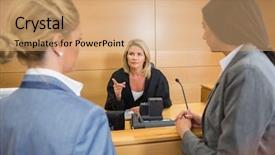  Presentation with speaking - Beautiful PPT theme featuring lawsuit - lawyers speaking with the judge backdrop and a coral colored foreground