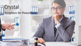  Presentation with bribe - Beautiful slide deck featuring lawyer being offered bribe backdrop and a light gray colored foreground