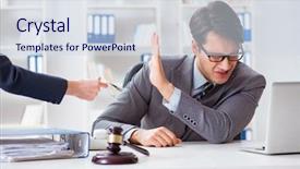  Presentation with bribe - Slide deck with lawyer being offered bribe background and a  colored foreground