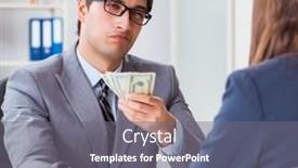  Presentation with bribe - PPT theme having lawyer-being-offered-bribe background and a gray colored foreground