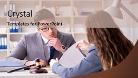  Presentation with law case - Slide deck consisting of lawyer discussing legal case background and a soft green colored foreground