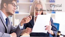  Presentation with lawyer client - Beautiful PPT layouts featuring lawyer discussing legal case with client backdrop and a soft green colored foreground