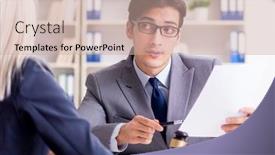  Presentation with lawyer client - Presentation theme enhanced with lawyer discussing legal case with client background and a soft green colored foreground