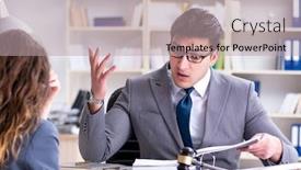 Presentation with lawyer client - Amazing slide deck having lawyer-discussing-legal-case backdrop and a mint green colored foreground