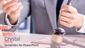  Presentation with lawyer client - Beautiful theme featuring lawyer-discussing-legal-case backdrop and a lemonade colored foreground