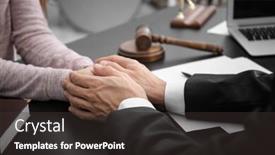  Presentation with lawyer client meeting - Audience pleasing theme consisting of lawyer having meeting with client in office closeup backdrop and a dark gray colored foreground