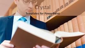  Presentation with lawyer - Presentation design consisting of lawyer-in-his-office-reading background and a coral colored foreground