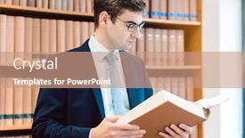 Presentation with lawyer - Audience pleasing PPT layouts consisting of lawyer-in-his-office-reading backdrop and a coral colored foreground