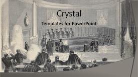  Presentation with journal - PPT theme enhanced with lawyer judge - antique illustration shows assassination attempt background and a light gray colored foreground