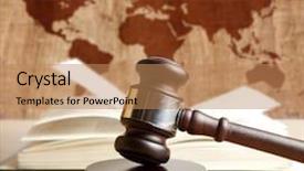  Presentation with gavel - Colorful presentation theme enhanced with lawyer judge - wooden gavel on a background backdrop and a coral colored foreground