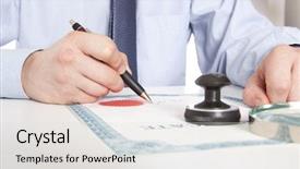  Presentation with notary - Theme with lawyer notary signs the documents background and a light gray colored foreground