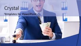  Presentation with bribe - Presentation design consisting of lawyer receiving money as bribe background and a  colored foreground